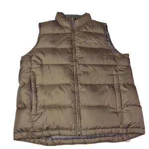 Eddie Bauer Goose Down Puffer Vest Brown Tall L Quilted Outdoor Warm